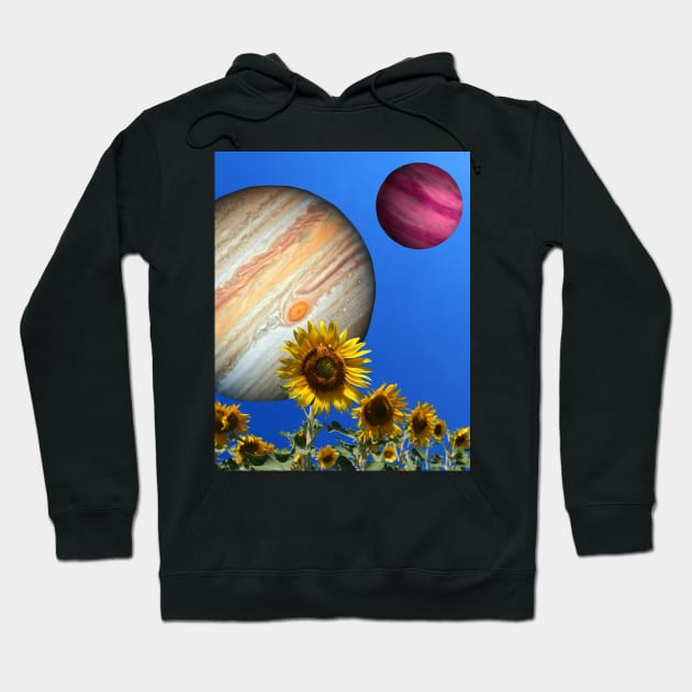 Sunflowers Under Jupiter And A Garnet Planet - Sunflower - Hoodie